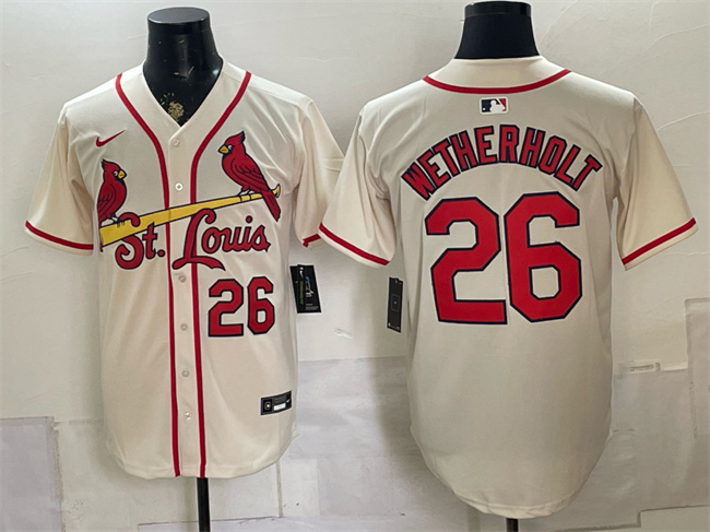 Men's St. Louis Cardinals #26 JJ Wetherholt Cream Limited Stitched Baseball Jersey